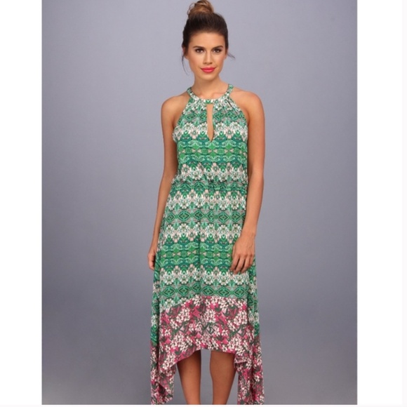 BCBGMaxAzria Keelie Blocked-Print Halter Dress - Picture 1 of 8